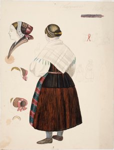 Repetitie van de jurk van een Laplandse boerin door Robert Wilhelm Ekman