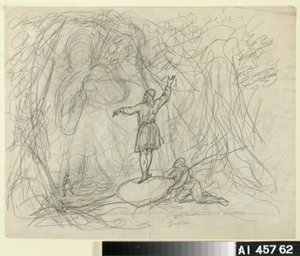 Man van de zee, schets voor een tekenfilmserie met Kalevala-thema door Robert Wilhelm Ekman