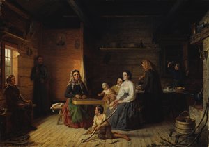 Kantele spelen in een Boerenhuisje, 1868