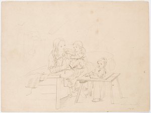 Meisje met twee kinderen door Robert Wilhelm Ekman