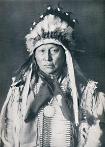 Een Sioux-hoofdman in zijn oorlogskleuren