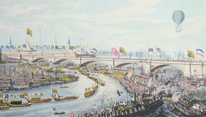 De Opening van de Nieuwe London Bridge, door Koning Willem IV en Koningin Adelaide, 1831 door Robert the Elder Havell
