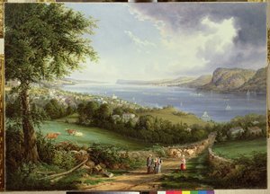 Uitzicht op de Hudson River nabij Sing Sing, New York, ca. 1850 door Robert the Younger Havell