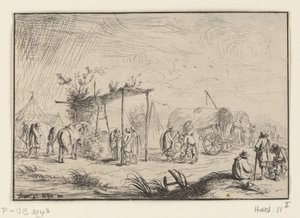 Hoefsmid in een kampement door Robert van den Hoecke