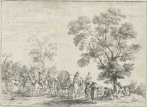 Huifkar geëscorteerd door ruiters door Robert van den Hoecke