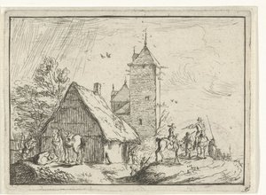 Ruiters bij een toren door Robert van den Hoecke