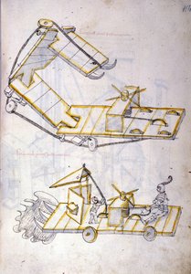 Kunst van de oorlog: studie over militaire machines, illustratie uit 