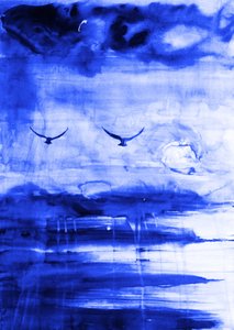 Vogels boven de blauwe horizon door RodMacIver