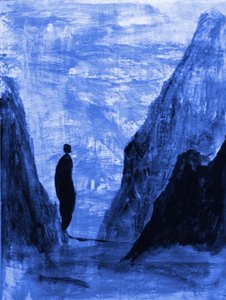 Eenzame figuur in de Blue Mountains