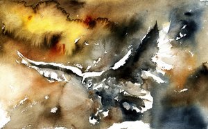 Een hoog in de lucht zwevende adelaar in aquarel