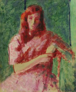 Een verdrietig jong meisje (De Rode Dame) door Roderic OConor