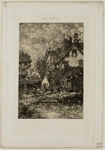 Een dorp binnenkomen, uit Revue Fantaisiste door Rodolphe Bresdin