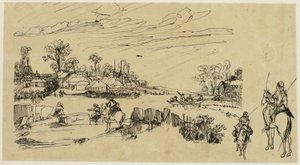 Ruiters en vissers door Rodolphe Bresdin