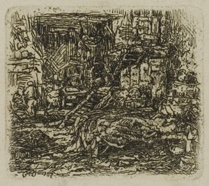 Interieur van een Boerderij door Rodolphe Bresdin