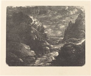De stroom in de kloof door Rodolphe Bresdin
