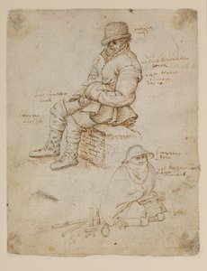 Twee zittende figuren (verso) door Roelandt Jacobsz. Savery