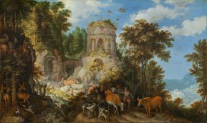 Landschap met de vlucht naar Egypte