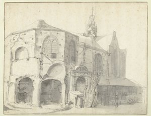 Gezicht op de Jeruzalemkapel en de Sint Olofskapel, Amsterdam