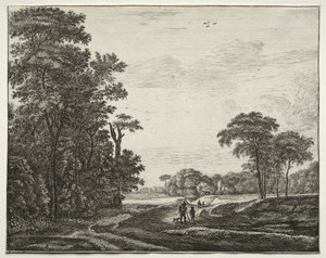 Zes Zichten in het Bos van Den Haag: Plaat 2 door Roelant Roghman