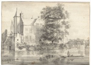 Gezicht op Huis te Rhoon, gezien vanuit het zuiden door Roelant Roghman