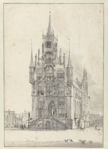Gezicht op het stadhuis, Gouda