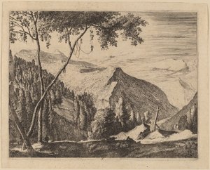 Rotsachtig Landschap met Kruis: pl.5 door Roelant Roghman and Melchior Küsel