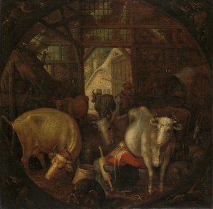 Koeien in een stal; heksen in de vier hoeken