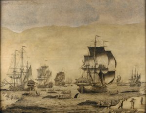 Nederlandse walvisvaarders in het ijs door Roelof van Salm