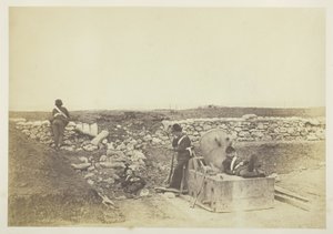 Een rustige dag in de mortierbatterij door Roger Fenton