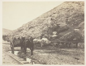 Vee en karren, vertrek uit Balaklava door Roger Fenton