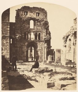 Interieur, priorij van Lindisfarne, westelijk uiteinde door Roger Fenton