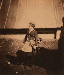 Vivandière, Volledig Portret van Franse Cantinière in Zouaveregiment Kleding, Krimoorlog, Krim, Oekraïne door Roger Fenton