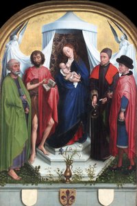 Madonna met de heiligen Petrus, Johannes de Doper, de heiligen Cosmas en Damianus door Rogier van der Weyden