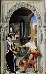De onthoofding van Sint Jan de Doper Het altaar van St. Jan, rechterpaneel, ca. 1455 door Rogier van der Weyden