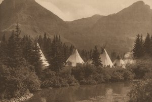 Op de Cutbank, Piegan, Montana,1915 (foto) door Roland W. Reed