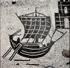 Een schip in de haven van Ostia