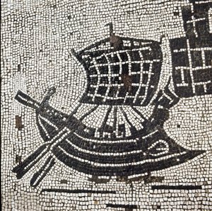 Een schip in de haven van Ostia door Roman