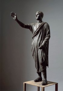 Aule Metele, Arringatore, De Orator, bronzen standbeeld, 80 v.Chr., uit Pila (Perugia)