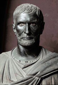 Buste van Brutus (Bruto Capitolino) - Bronzen beeldhouwwerk, 300 v.Chr., Dim. 79 cm - Rome, Musei Capitolini, Palazzo dei Conservatori, Sala dei Trionfi - Buste van Lucius Junius Brutus, bekend als Capitoline Brutus - Bronzen beeldhouwwerk