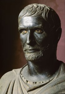 Buste van Brutus (Bruto Capitolino) - Bronzen sculptuur. 300 v.Chr., Dim. 79 cm - Rome, Musei Capitolini, Palazzo dei Conservatori, Sala dei Trionfi door Roman