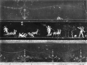 Cherubijnen in wagenrace, fries uit de Oecus van het Huis van de Vettii, ca. 50-79 AD door Roman