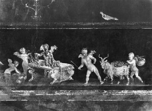 Cherubijnen die bloemen verkopen, fries uit de Oecus van het Huis van de Vettii, ca. 50-79 AD