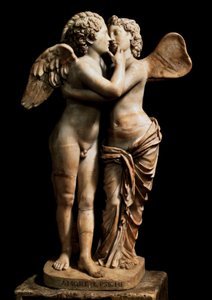 Cupido en Psyche (marmer) door Roman