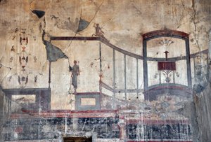 Detail van een Romeinse fresco, Herculanum door Roman