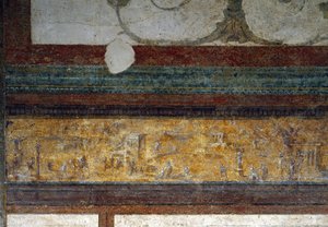 Detail van een fries uit het tablinum, 40-20 v.Chr. (fresco)