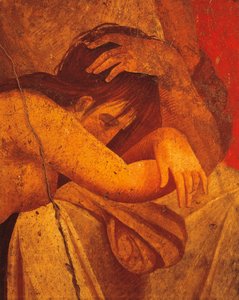Detail van fresco met Geseling, Tweede Pompeiaanse Stijl, uit Villa van Mysteries, Pompeii, Campania, Romeinse Beschaving