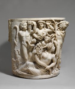Detail van marmeren sarcofaag met de Triomf van Dionysos en de Seizoenen, ca. 260-270 AD (marmer)