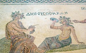 Dionysus adviseert de nimf Akme, Huis van Dionysos, Paphos, Cyprus