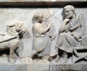 Fragment van de sarcofaag van Marcus Cornelius Statius (detail)