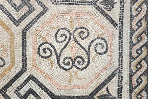 Geometrisch patroon van de Via san Rocchino domus, 2e eeuw na Christus (mozaïek)